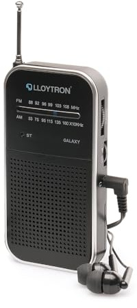 LLOYTRON Galaxy 2 Band Personal Sports Radio with Earphones - Carry Strap - Telescopic Antenna - Earphone Socket - Rotary Volume and Tuning Control - Tuning Window - Battery Powered - N2202BK