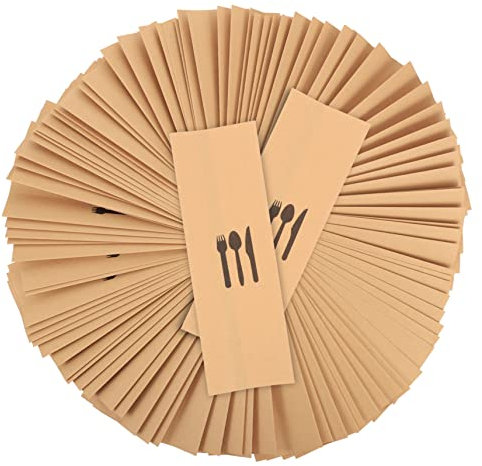 Zerodeko 100 Piezas Juego de Cubiertos de Papel Kraft Cubiertos Festivos Bolsa Decorativa para Cubiertos Cena Navidad Palillos Prueba de Vestido cuberteria Banquete Estante para Utensilios