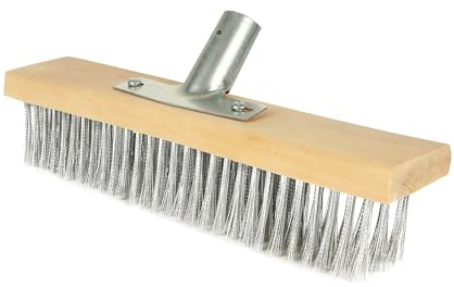 MEISH Wire Broom Head Heavy Duty Sweeping Brush Stainless Steel Wire Floor Brush Head for Deck Garage (Handle Are Not Included)