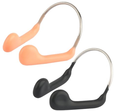 Rumyve 2 Pcs Swimming Nose Clip,Nose Clips Waterproof Swim Nose Protector Plugs,Swim Nose Pegs Nose Grip with Storage Box for Adults,Beginners Swimming Competition (Dark Grey,Beige)
