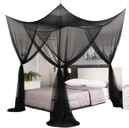 JTBDWOSK Moskitonetz Doppelbett und Einzel Bett,großes Mückennetz für Bett,feinste Löcher,Quadratische Moskitonetz Reise,Insektenschutz,4 Einträge,einfache Anbringung,B