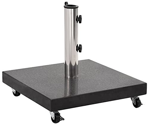 Juroupi Socle de Parasol Granite 30 kg Carré Noir,Pied De Parasol,Pied De Parasol Lourd,Pied De Parasol sur roulettes