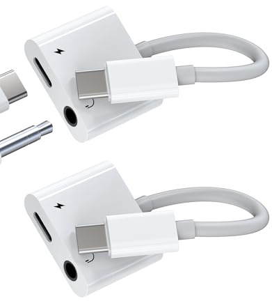 USB C 3.5mm Kopfhörer Adapter(2 Stück)Type C Ladekabel 2 in 1 Splitter DAC Audio Mikrofon Klinke Auto AUX Headphone Jack Kabel aufladen Power für Apple iPhone15 Pro Max für iPad Kompatibel für Samsung