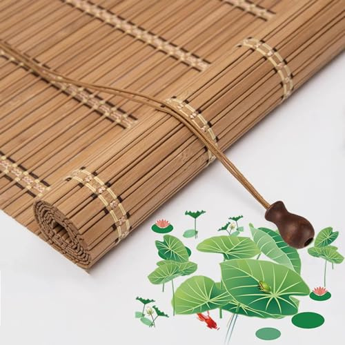 Bambu rullgardiner utomhus, naturliga bambupersienner för fönster, 60 % ljusfiltrering rullgardiner, integritetsgardiner, inomhus romerska persienner, andningsbara solskydd, med lyftare, B ×H 140 ×