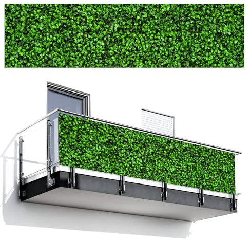 MuchoWow© Balkon Sichtschutz Einseitig Groß Terrassen Gartenzaun | 80x300 cm - Balkonfächer ohne bohren Wetterfest für Zaun Terrasse Balkonbespannung Seitenschutz Heg - Blätter - Natur