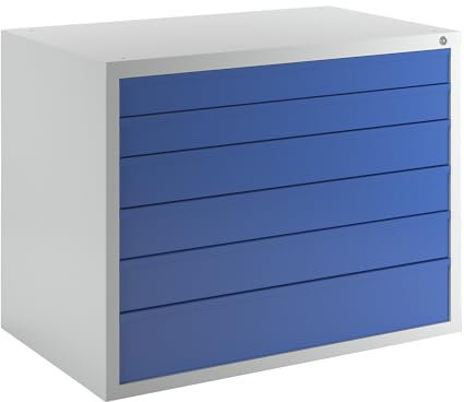 kaiserkraft | Schubladenschrank | 6 Schubladen | Breite 1050 mm | Front blau