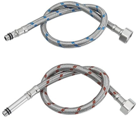 Haiba 2 x M10 x1/2 Flexible Tap Connectors (500mm) Kitchen/Basin Stainless Steel Braided Hose
