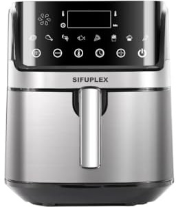 Sifuplex Heißluftfritteuse, Airfryer – 6,5L XXL Heissluftfritteuse – 90% weniger Fett durch Rapid-Air-Technologie – Digitaler Touchscreen mit 8 Programmen – 1700W