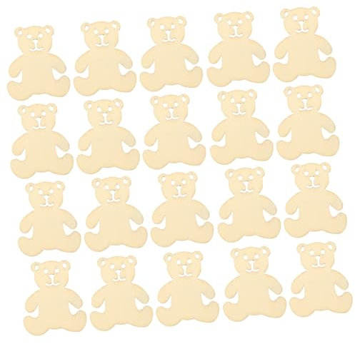 AUTSUPPL 40pcs Wooden Bear Shape DIY Chip Adornment Ornament for Craft Decor Bear Ornaments