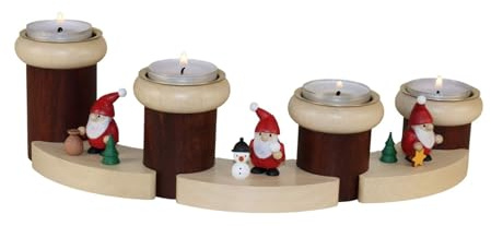 Adventsleuchter Weihnachtsmänner 7-tlg mit Teelichter bunt BxH 32x8cm NEU Lichterkranz Leuchter Hängekranz Advent Kerzen Dekoration Seiffen Erzgebirge Holz Weihnachten Cherub Bote Gottes Himmelsbote
