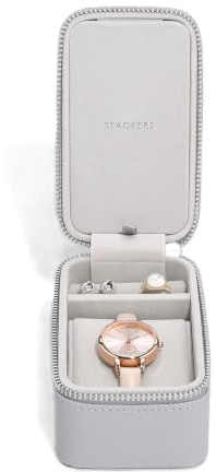 Stackers Caja de joyería y reloj de viaje gris guijarro