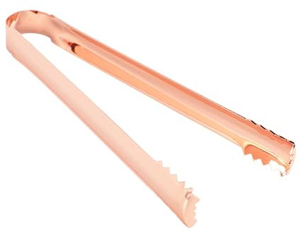 OKUMEYR 2pcs Rose Gold Stainless Steel Ice Tongs and Food Folder Bread Clips for Kitchen Serving and Bar Use