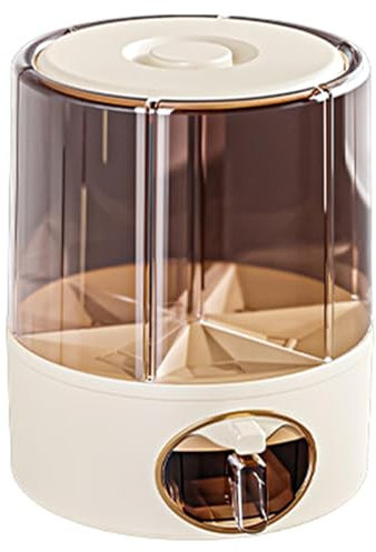 Ghjkldha Rotating Rice Bucket | Rotating Food Dispenser | 6-Grid Rice Dispenser | One-Click Output Rice Storage Dispenser | 6-Grid Rice Dispenser for Kitchen Home Storage, Food Organization Container
