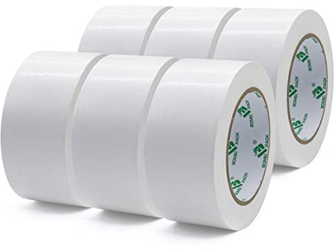 BOMEI PACK White Duct Tape 6 Rolls Reinforced 48mm x 30m Heavy Duty White Gaffer Tape 190 mic for Ducts Fixing Repairing,Moving Box Sealing,Home DIY Craft Labeling