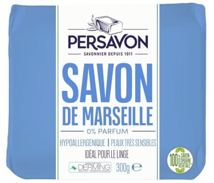 Persavon - Douceur Savon Marseille 0%, Testé dermatologiquement, Sans Parfum, Origine Naturelle - 300 gr