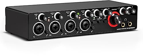 Equipo de tarjeta de sonido USB externa para estudio profesional y grabaciones en vivo con alimentación Phantom de +48 V