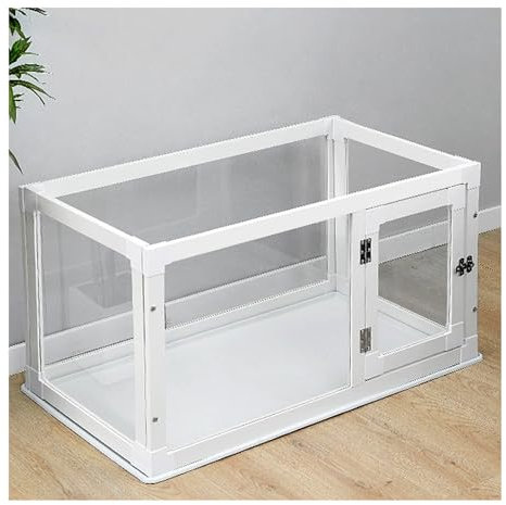 ZHENGQIAN Haustierzaun drinnen,Holz Schutzgitter mit Tor,Haustier Laufstall for Kleine Katzen und Hunde,Kafige,Hohlen & Schlafplätze for Kleintiere, flexibel(H70cm,95x65cm)