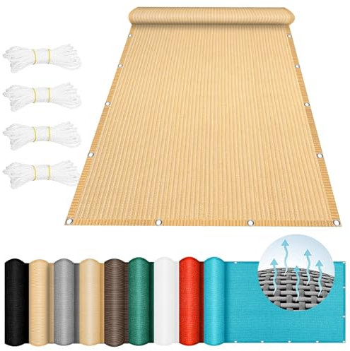 Sonnensegel Nach Maß mit Ösen 140 x 410 cm, Sonnenschutz UV Schutz Windschutz, Reißfest, Abdeckplane Multifunktionales Zeltplane für Garten Balkon Terrasse, Beige
