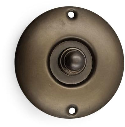 A29 Doorbell Push Button, Solid Brass, Antique Brass Finish