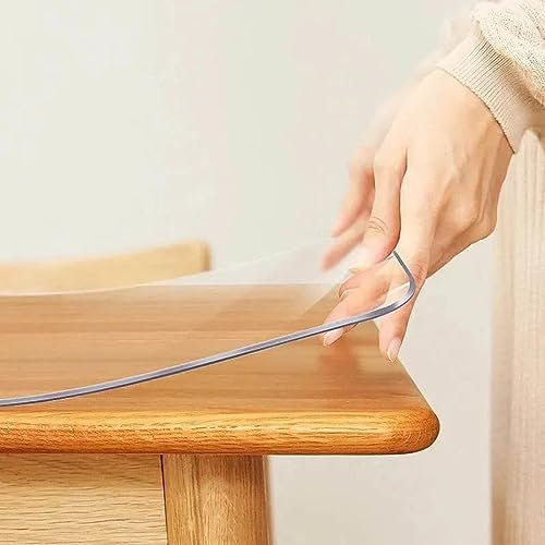 Tovaglia in PVC trasparente, spessore 3 mm, impermeabile e resistente all'olio, a prova di scottature, inodore, realizzata su misura, 100 x 100 cm, pellicola protettiva resistente per la tavola