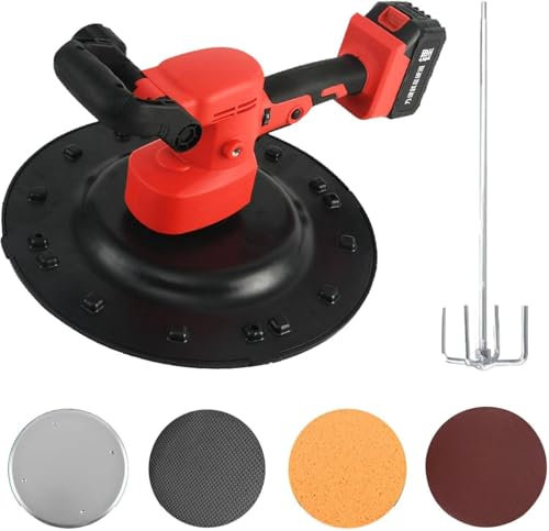 ZHLINGQ Cazzuola Elettrica Portatile 1680W 48V, Cazzuola Lisciante per Intonaco Portatile per Rifiniture Murali, Betoniera Multifunzione, Cazzuola Elettrica Portatile,15000mABatteries*2-Standard
