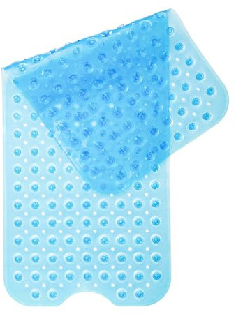 Alfombra Antideslizante para Bañera y Ducha 100x40cm - 200 Ventosas Ultra-Fuertes, Material Suave Antibacterial, Lavable a Máquina, Color Anti-Manchas - Seguridad Familiar y Diseño Moderno (Azul)