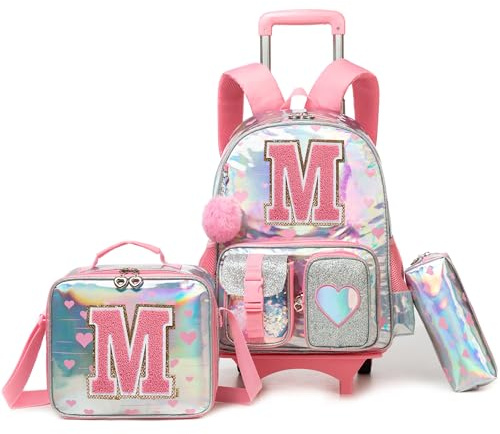 HTgroce Schulranzen mit Rollen, Kinderrucksack mit Rollen Trolley Schulrucksack,Schultrolley M