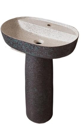 Lavabo Lavabo sur pied en céramique créatif avec robinet et kit de vidange Facile à installer