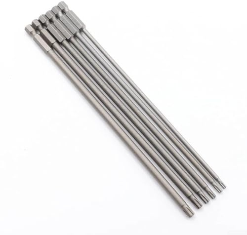 Lot de 6 embouts de tournevis de sécurité Torx de 200 mm de long, ensemble d'embouts de tournevis magnétiques en alliage d'acier 6,35 mm à tige hexagonale (6 pièces pour T20)