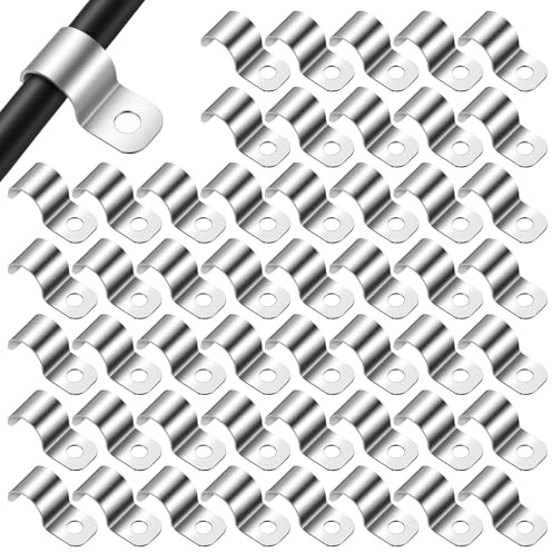 Edelstahl Kabelklammer 50 Stück, Metall Kabelklemmen, Außenkabelklemmen, Einloch-Miniaturdrahtklemmen für 9-10mm Draht
