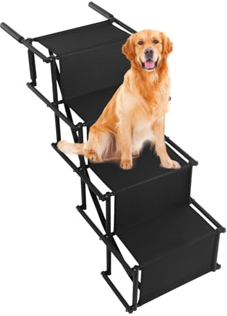 Hundetreppe 4-stufige faltbare Haustierleiterrampe rutschfest Tragkraft 80kg