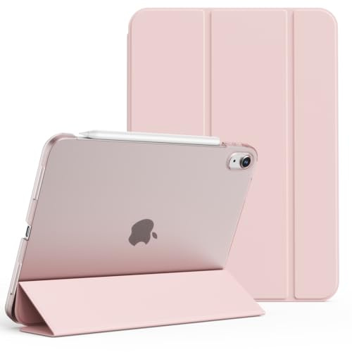 KVTVOU Coque pour iPad Air 11 Pouces M4/M3/M2 (2026/2025/2024), pour iPad Air 5ème/4ème génération (2022/2020 10,9 Pouces), PC Dur translucide givré à l'arrière, Réveil/Sommeil Auto, Rose