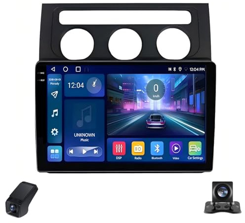 Double Din Car Radio 2K Touchscreen for Volkswagen Touran 1 2003-2010 Car Stereo 9inch Multimedia Player/CarPlay/AndroidAuto/Bluetooth/GPS/FM/AM/RDS/DSP/WIFI/Rear View Cam/ADAS DVR(B,C20Plus)