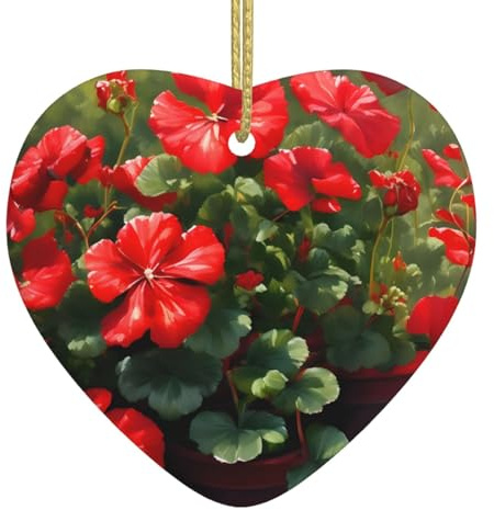 WINHGA Rote Geranien Drucke Weihnachten Keramik Liebe Anhänger Dekoration Innendekoration Festival Geschenk