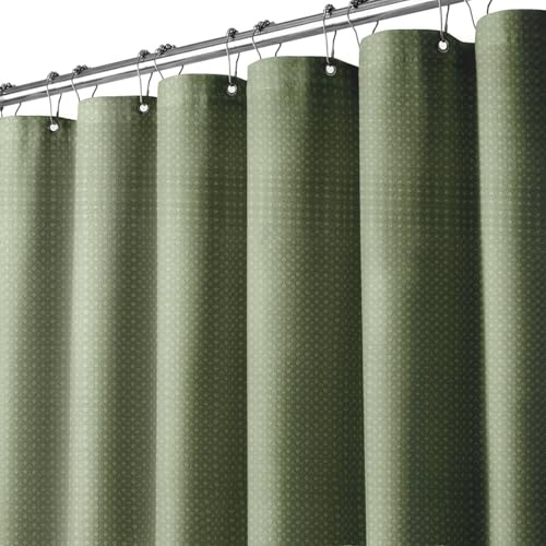 Feagar Waffel Duschvorhang 180x200 cm, 230g/m² Schwerer Stoff, Wasserabweisend & Blickdicht, Mit Metall-Rollhaken, Beschwerter Saum mit Bleiband, Textil-Duschvorhang Bad, Salbeigrün