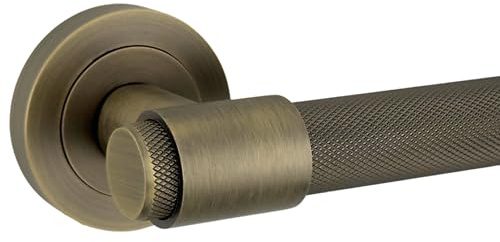 AXS Dakota Internal Door Handles on Rose – Lever Handle Pair for Wooden Doors – Modern Concealed Fix – Fits Standard UK Tubular Latch (Antique Brass, Handles Only)