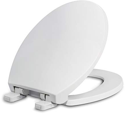 WSSROGY Round Toilet Seat with Lid, Slow Close Seat and Cover, Including Two Sets of Parts, Fit All Standard Round Toilet, Quiet Close, Plastic, White