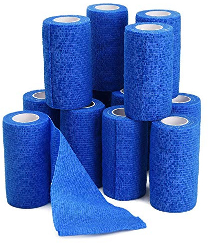 TOBWOLF 12PCS Self Adhesive Bandage, 4 x5yd / 10cmx4.5m Elastic Cohesive Bandage Wrap Athletic Gauze Roll, Non Woven Bandage Tape for Wrist Ankle Knee Leg Sprains Swelling - Navy Blue