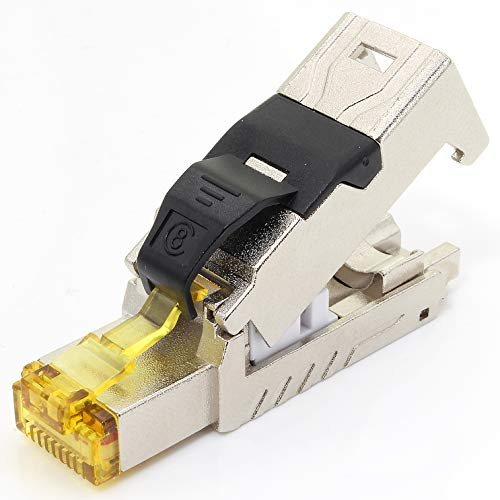 1aTTack.de 1 x CAT 8-1 x Conector de red RJ45 sin herramientas RJ45 Conector CAT8 blindado carcasa de metal 40 Gbit s compatible con Cat5, Cat6, Cat7, 1 pieza Cat8 Conector Cat8