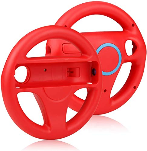 TheMax { 2 Pack ) Red Wheel Steering wii Controller Design Stand Mario Kart Racing Game Steering Wheel Stand For Wii Game Controller (Red x2)