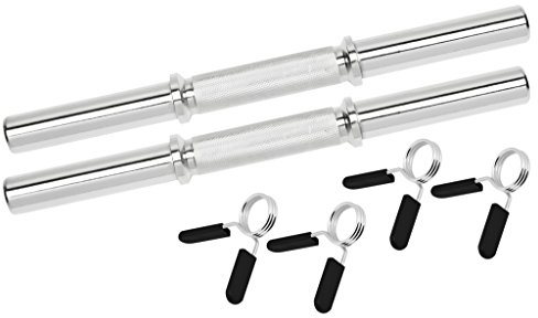 Bad Company Chrom Kurzhantelstange mit glatten Auflageflächen inkl. Federverschlüssen 30/31 mm I 2 Stück - 40 cm Hantelstange