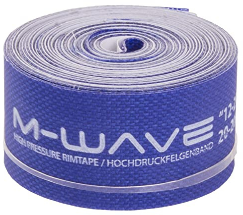 Super Hochdruck Ultralight Nylongewebe-Felgenband, selbstklebend, blau, gerollt, 0.5 mm dick, 16 mm x 28, 16-622, 1 Paar in PE-Beutel mit M-WAVE-Head