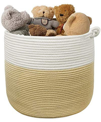 YMZ Aufbewahrungskorb aus Baumwollseil, weich gewebt, Aufbewahrungskorb mit Griffen für Kinderzimmer, Wäsche, Kleidung, Überwurf, Kissen, Decken