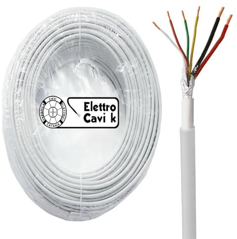® ELETTRO CAVI K - CAVO ALLARME SCHERMATO 2x0,50+4x0,22 MM² GRADO 4 ° DA ESTERNO ANTIFURTO VIDEOSORVEGLIANZA TELECAMERE 6 POLI ALIMENTAZIONE 2x0.50+4x0.22 MULTIPOLARE PROFESSIONALE IN RAME 10 METRI