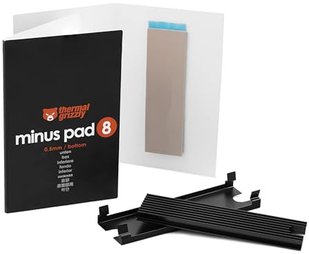 Thermal Grizzly M2 SSD Cooler Passivkühler für NVMe 2280 SSD | Passivkühler, nvme 2280, einseitig bestueckt, aluminium, senkt temperaturen, verhindert throttling, minus pad 8