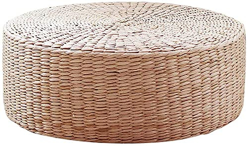 QYYL Bodenkissen Tatami Boden Kissen Sitz Kissen Rundes Stroh Kissen, Puff Sitzkissen Handcrafted Umweltfreundlicher Auflage, Hocker Fußbank für Zen, Yoga (30x30x10cm)