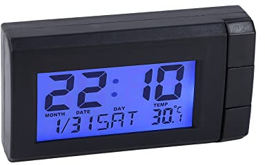 DanLink Reloj Termómetro para Coche con Retroiluminación Azul, Reloj Electrónico con Pantalla Digital LCD 2 en 1 para Coche Fecha