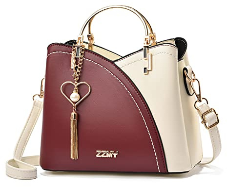 FANDARE Handtaschen für Damen Tote Beutel Umhängetaschen Wasserdicht Schultertasche Tragetasche PU-Leder Henkeltaschen mit Quaste für Arbeit Schule Shopper Reise Rot