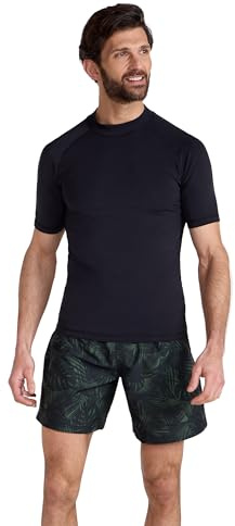 Mountain Warehouse Mens UV Short Sleeve Rash Vest | Lightweight & Quick Drying Swim Top with Sun Protection, Stretchy Rash Guard with Taped Seams for Beach, Surfing & Summer