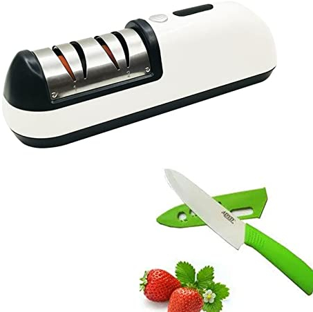 GOOBIX Professional Electric Knife Sharpener,Household Wireless USB Rechargeable Automatic Grinding Coarse/Fine Blade Grinder Blade Sharpener Knife